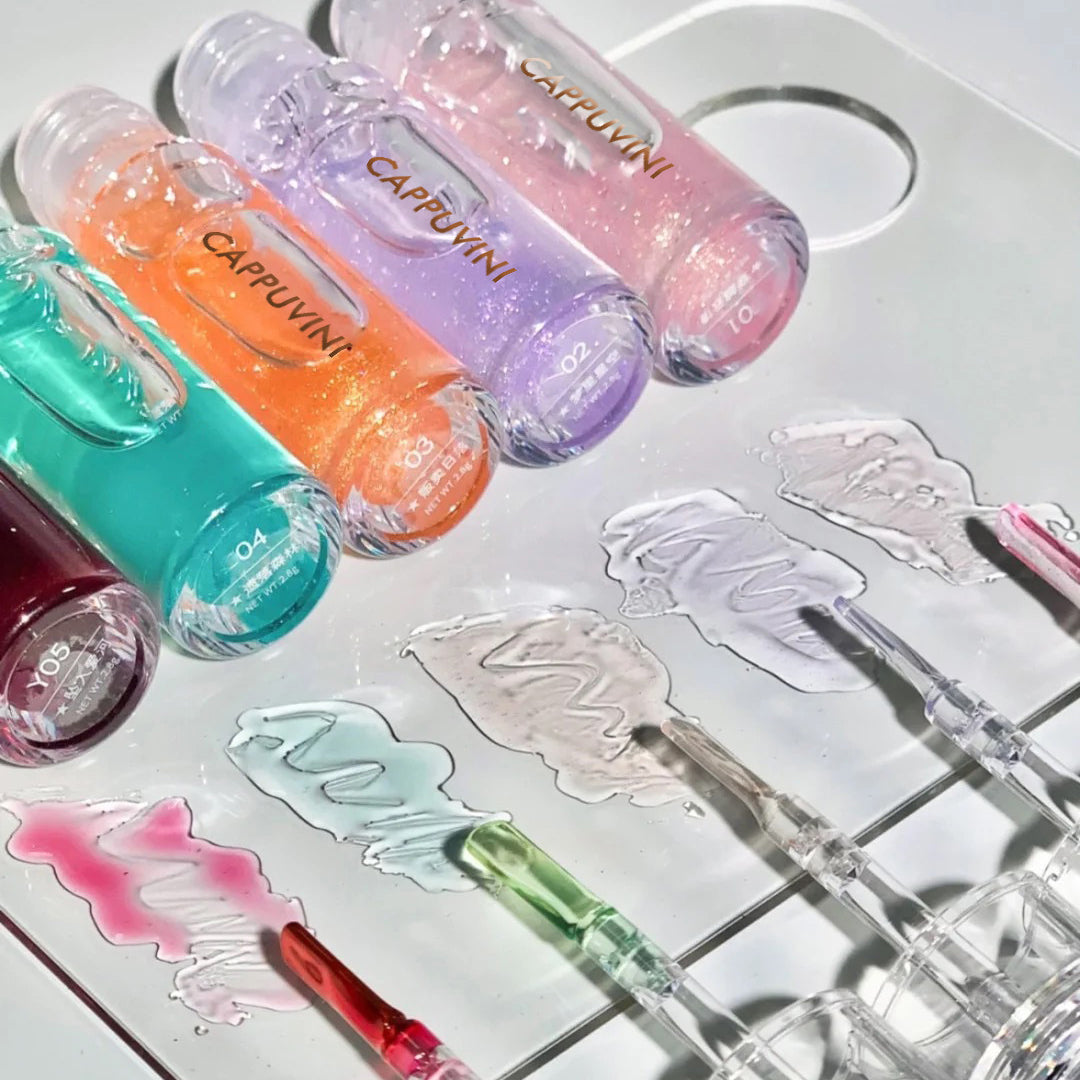 Gloss à Lèvres Hydratant Transparent Effet Vitreux, Baume Nourrissant Lumineux