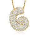 Collier Initiale Lettre Bulles Plaqué Or 14,67g S925 avec Moissanite VVS1 D Color GRA