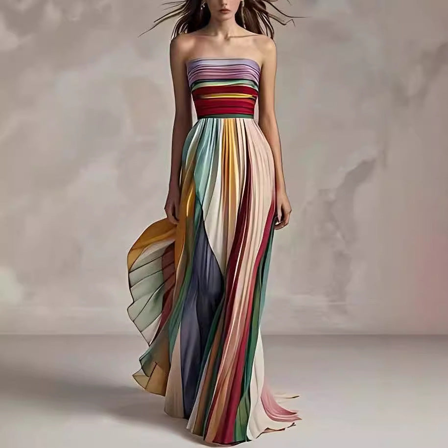 Robe longue portefeuille tubulaire sexy sans dos imprimée pour femme