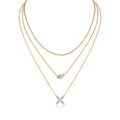 Collier trois rangs en argent S925 plaqué or, moissanite poire 7x11 mm, 40 cm, 10,8 g, certificat GRA, coffret cadeau