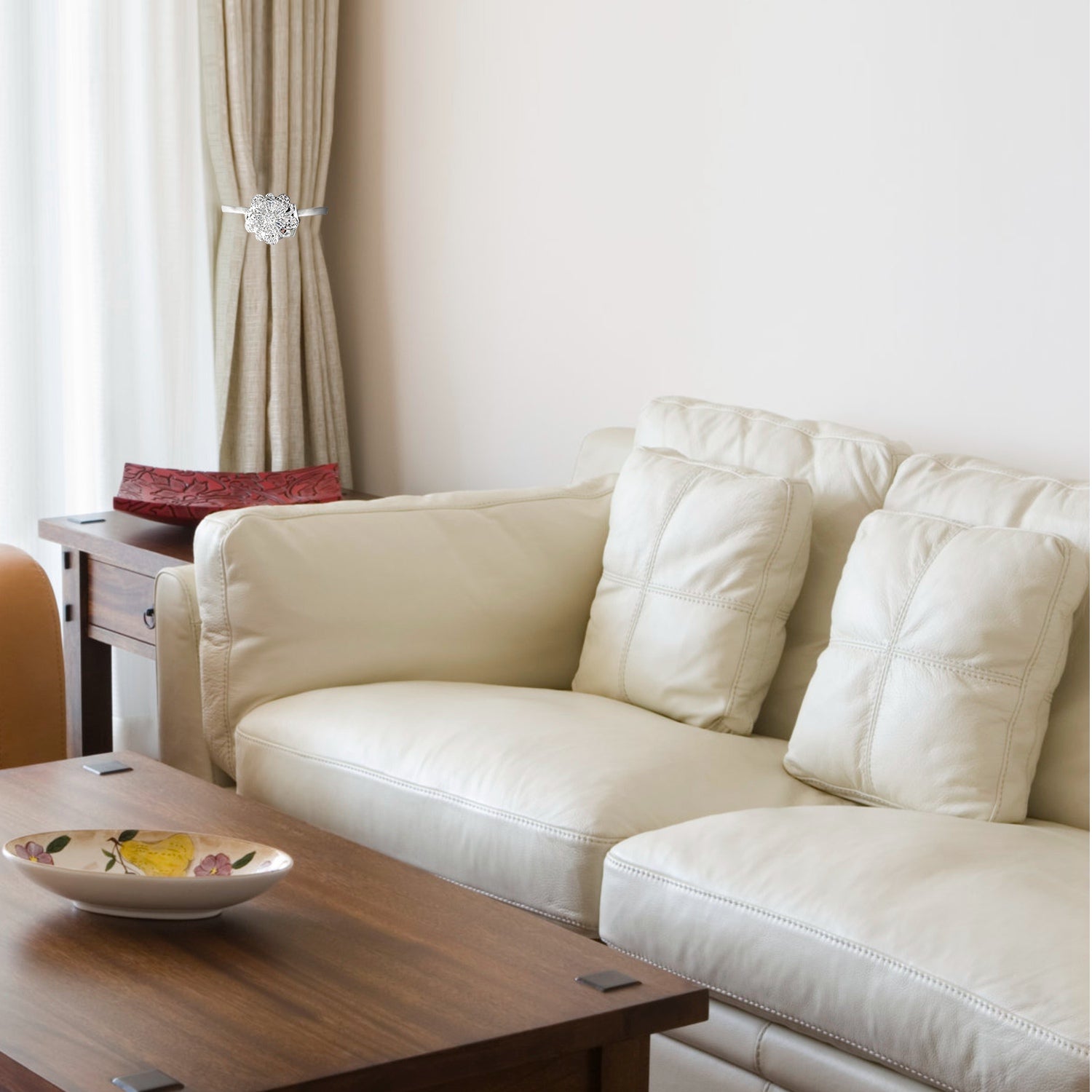 2 lots d'embrasses magnétiques pour rideaux extensibles – Porte-draps décoratif floral pour fenêtre (salon restaurant appartement)