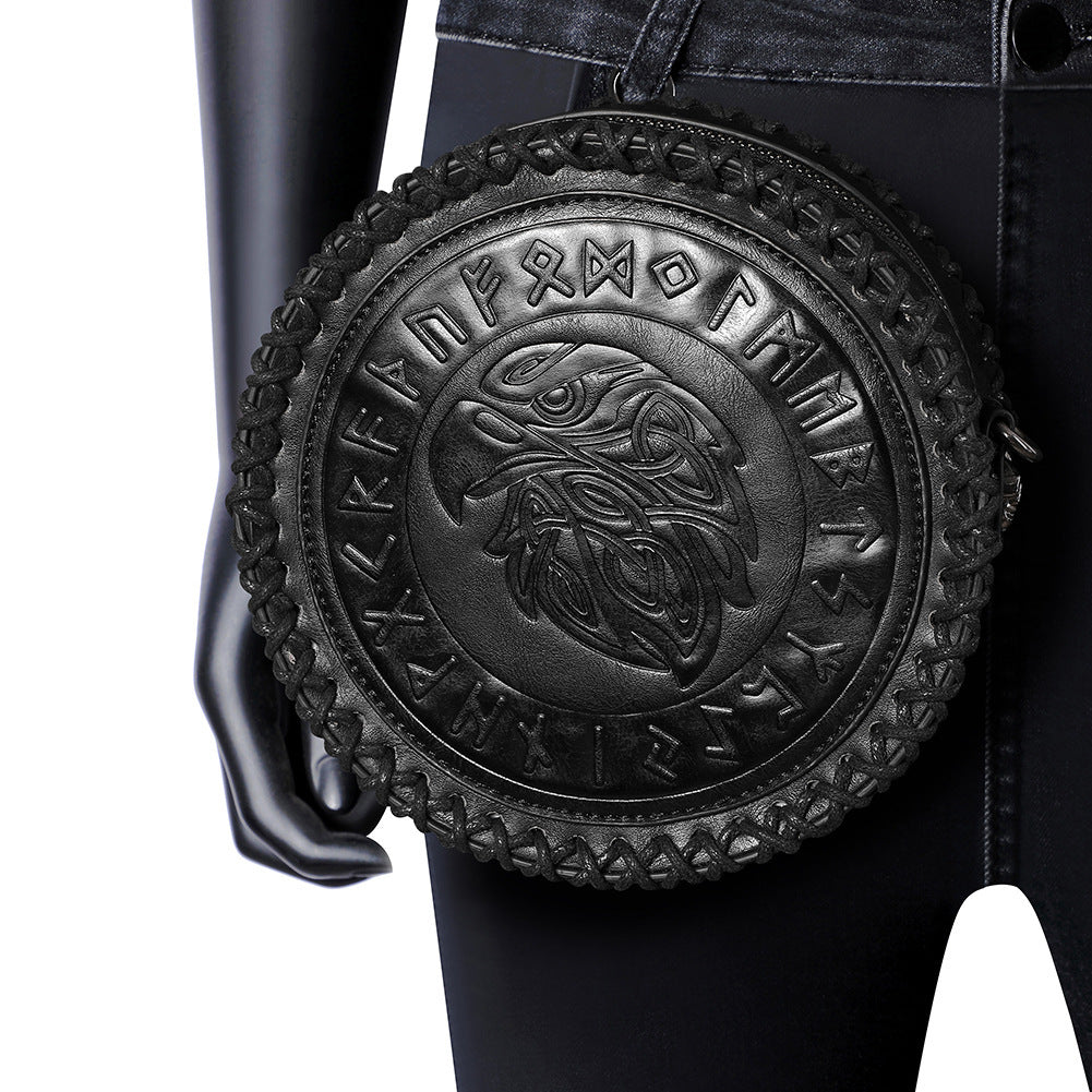 Sac ceinture viking avec bourse tissée, motif chevalier rétro embossé