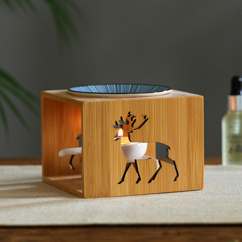 Lampe Bougie en Bambou pour Aromathérapie – Diffuseur d'Huiles Essentielles