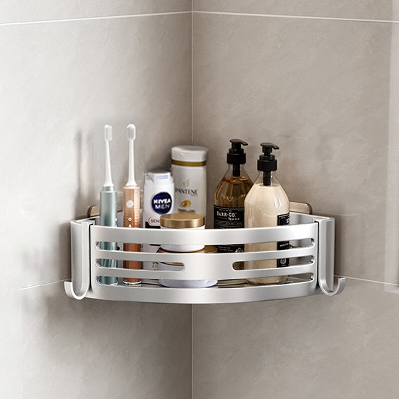 Étagère de Rangement d'Angle Surélevée Portable pour Salle de Bain en Aluminium