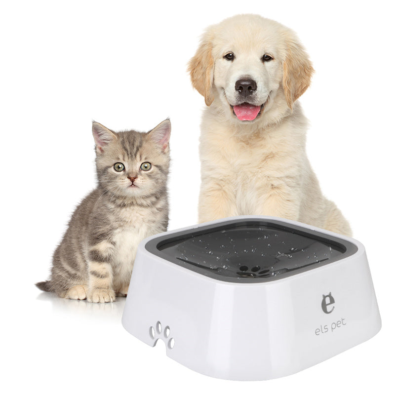 Gamelle flottante anti-débordement 1,5L pour chat et chien, distributeur d'eau lent en ABS & PP