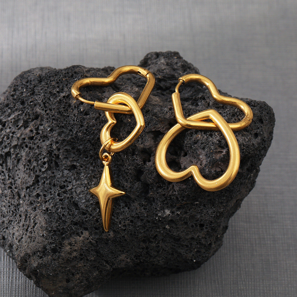 Electroplated Hollowed Out Double Heart Earrings Jewelry