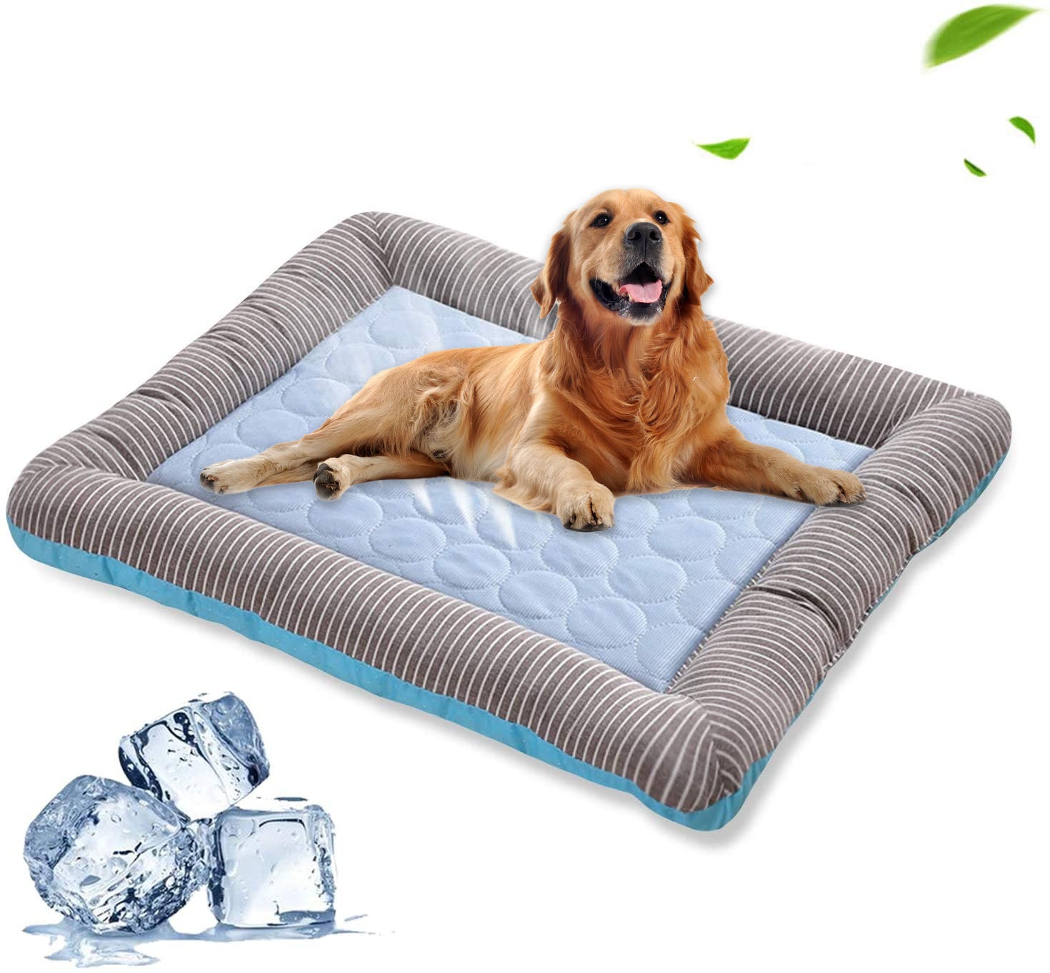 Tapis Rafraîchissant pour Animaux Chiens Chats Chiots Matelas Glacé Bleu Respirant