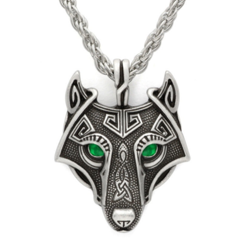 Collier Pendentif Tête de Loup VINTAGE VIKING FORCE LABORATORIES Ornement Animal