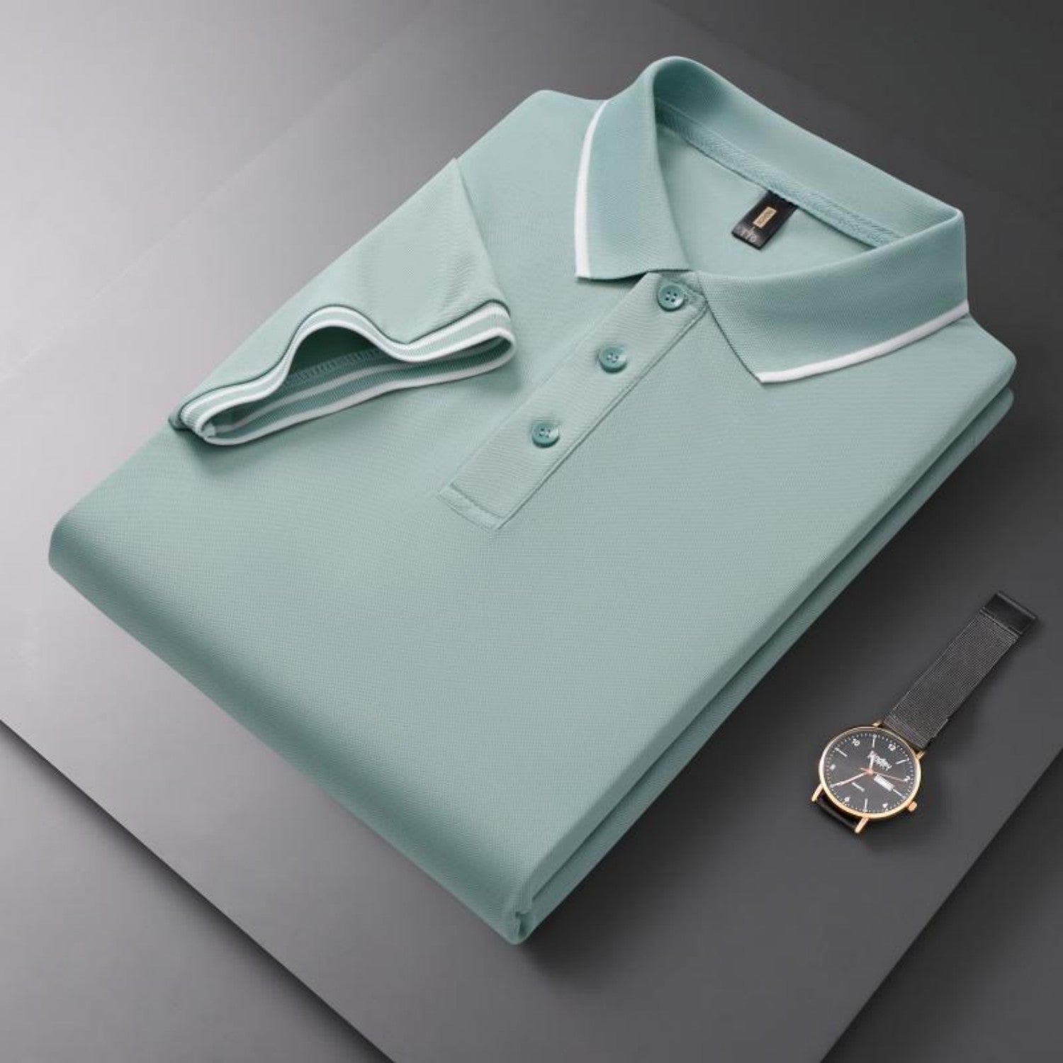 Chemise à Manches Courtes en Coton de Soie Glacée avec Col à Revers et Outils