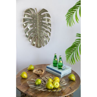18.9x13.4x1.4 Gold Monstera Leaf Wall DEcor