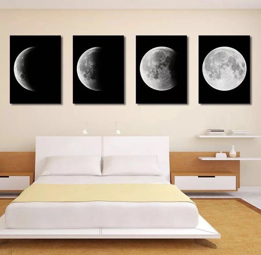 Impressions sur toile à quatre panneaux des phases de la lune