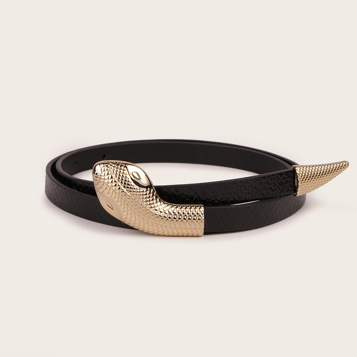 Ceinture pression en cuir verni effet peau de serpent miroir
