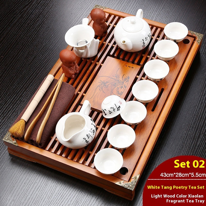 Plateau de salon chinois avec drainage et réservoir d'eau — Plateforme à thé — Service à thé