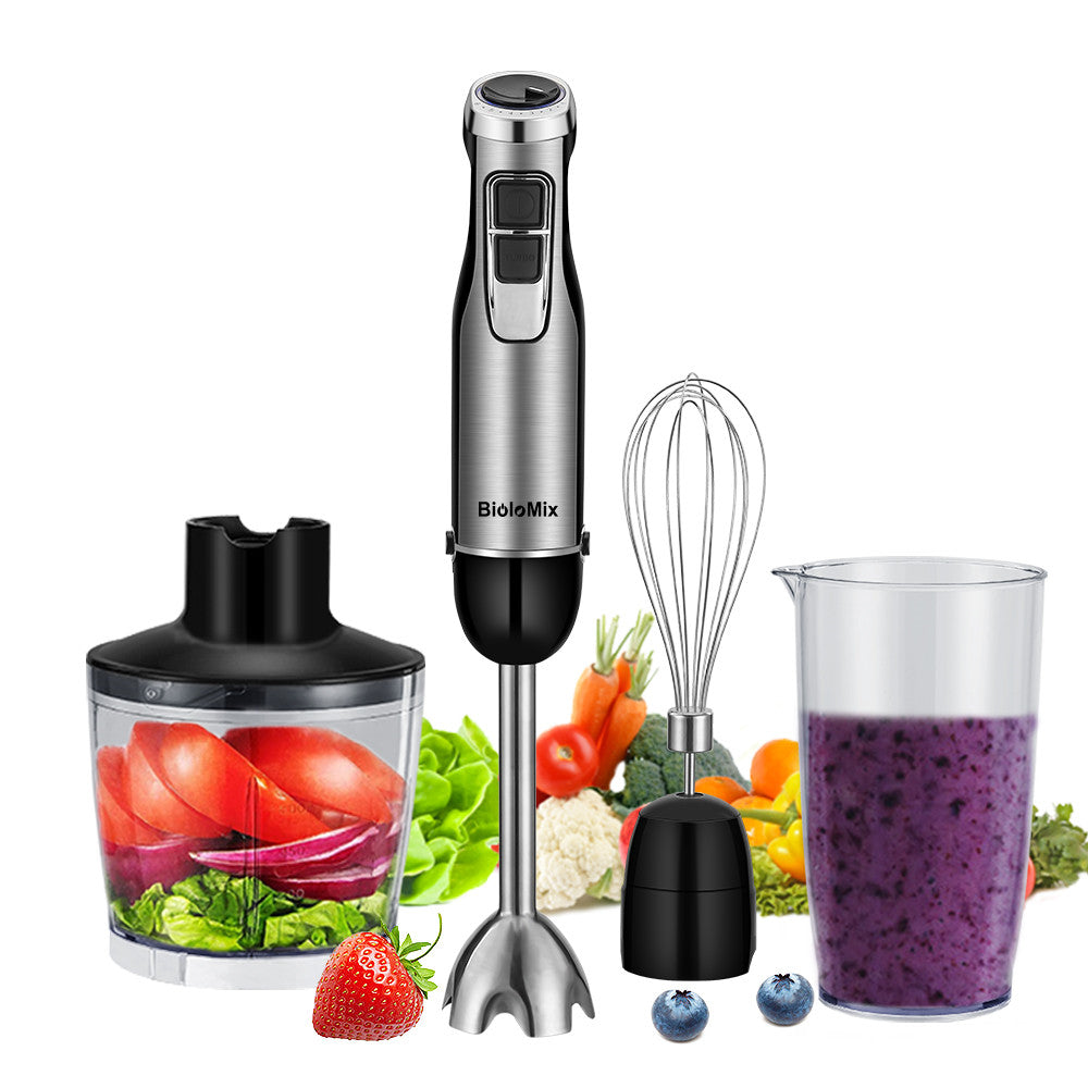Mixeur plongeant multifonctions Biolomix en acier inoxydable, 1100-1200W