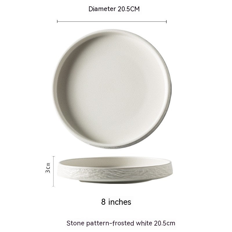 Plateau de service rond en céramique pour usage domestique – assiettes creuses, assiette à dumplings, vaisselle de style japonais pour hôtel