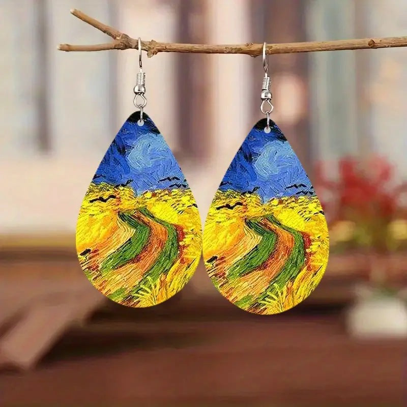 Boucles d'oreilles en simili cuir européennes et américaines pour femmes vintage et créatives