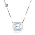 Collier Femme en Argent Sterling 925 avec Moissanite Taille Émeraude, Pendentif Carré Givré D Couleur Clarté VVS1, Plaqué Platine 2,9g, Coffret Cadeau Luxe