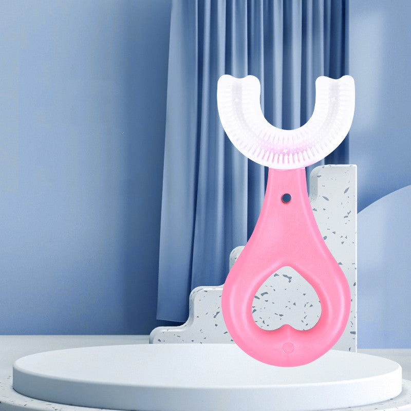 Brosse à dents souple en caoutchouc alimentaire forme en U pour enfants, 2-12 ans