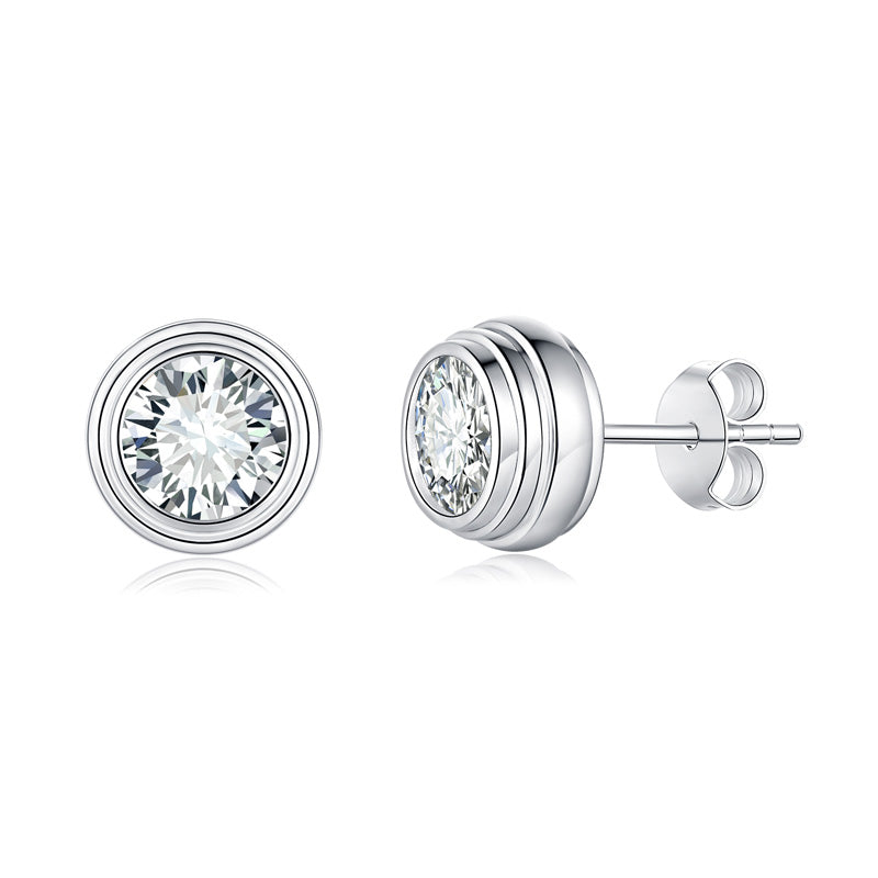 Boucles d'oreilles clous Moissanite 0,5 ou 1CT en argent sterling S925, serties clos rond, certifiées GRA, plaquées platine, coffret cadeau pour femmes