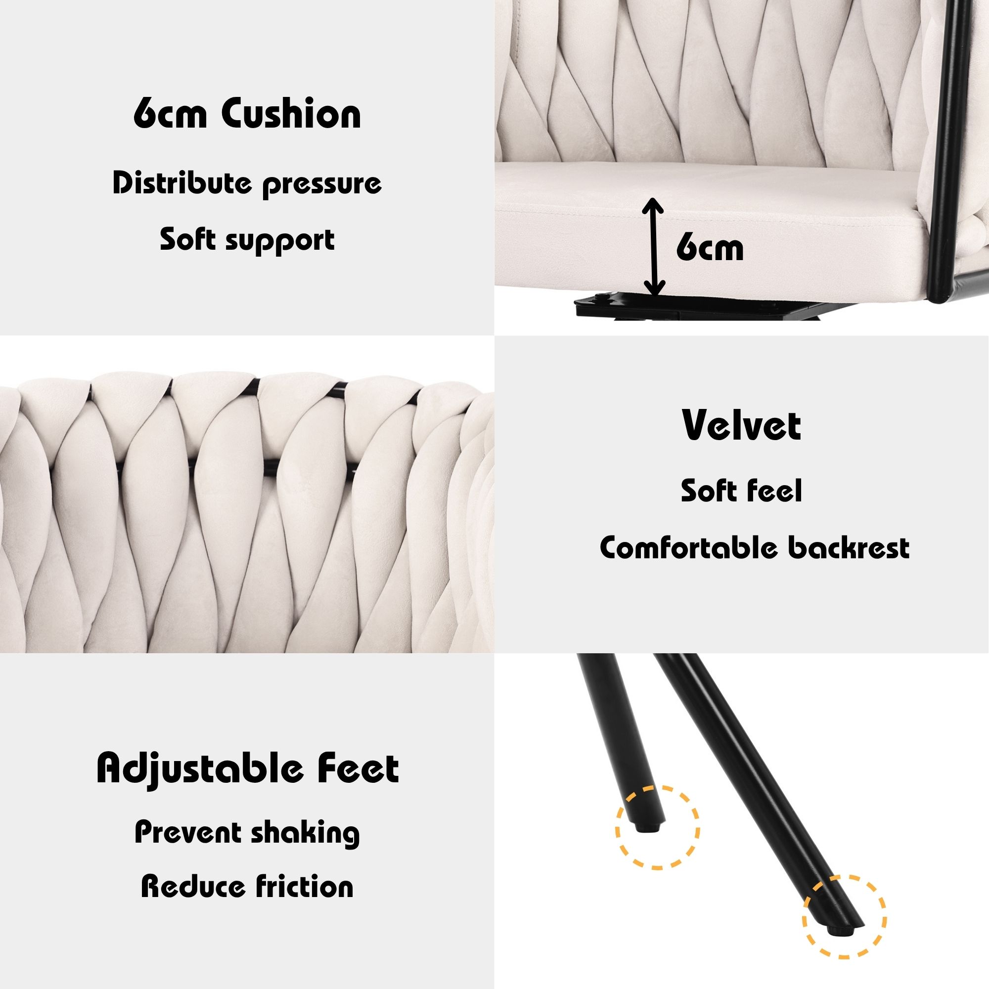 Velvet Dining Chair, Single Light Luxury Living Room Bedroom Swivel Chair, Leisure Swivel Chair With Four Metal Support Legs, Beige