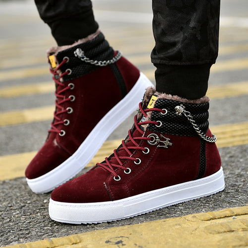 Baskets décontractées pour hommes, doublure polaire, style chaussures montantes