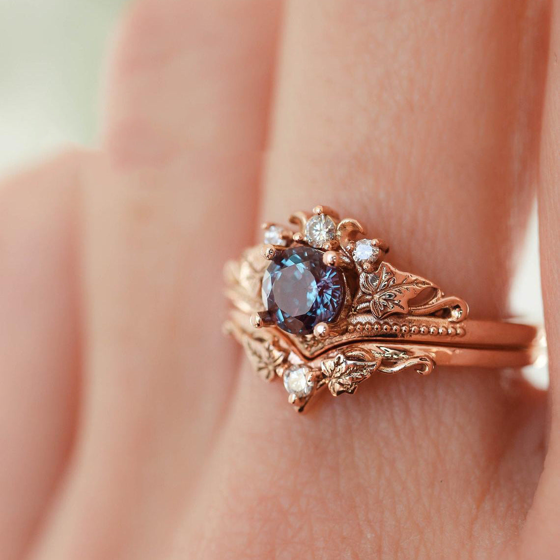 Bague de fiançailles plaquée or rose style européen et américain