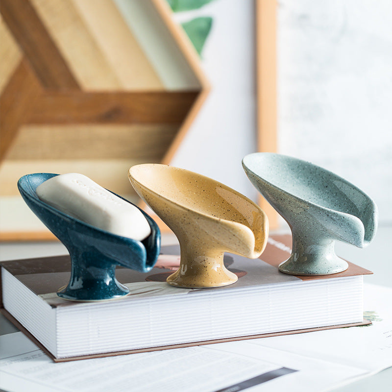 Plat à savon en céramique sans perforation avec support de drainage