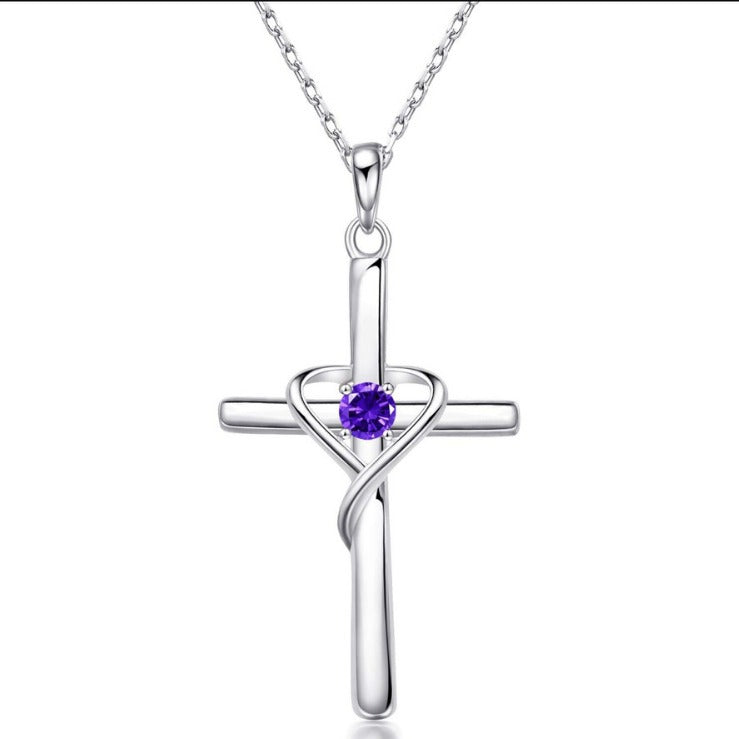 Collier Pendentif Croix en Diamants Forme Cœur pour Femmes - Pâques Élégant