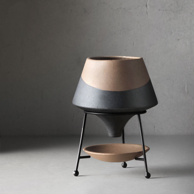 Pot de Fleurs en Céramique Créatif avec Cadre en Fer Nordique