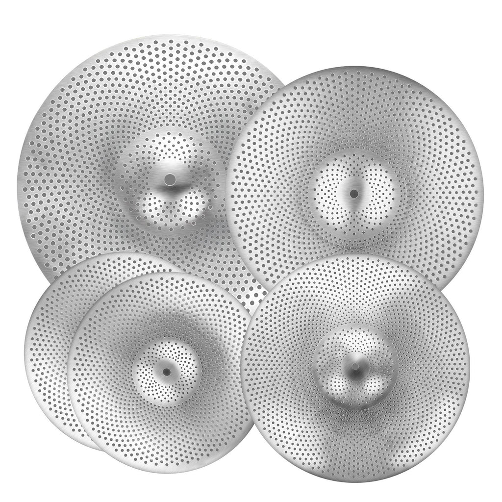 Low Volume Cymbal Pack, 4 Pieces Quiet Cymbals For Drum Set, Alloy Cymbals Drum Set Includes 14-inch Hi-Hats, 16-inch Crash, 18-inch Crash, 20-inch Ride, Drumsticks & Cymbal Bag, Bright Copper