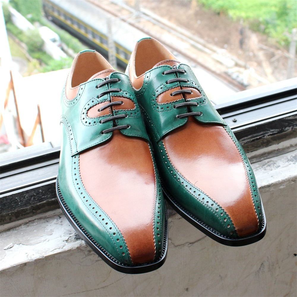 Chaussures en cuir de vachette taillées mode britannique pour homme d'affaires