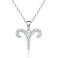 Collier Bélier en Argent 925 avec Moissanite D Couleur VVS1, Plaqué Platine, Bijou Astrologique avec Certificat GRA, Coffret Cadeau Parfait Femme