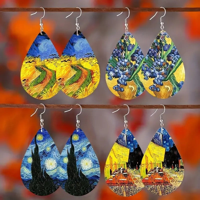 Boucles d'oreilles en simili cuir européennes et américaines pour femmes vintage et créatives