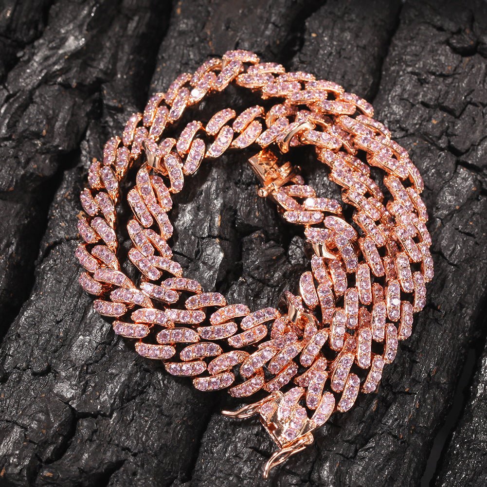 8mm Micro Inlaid Zircon Cuban Chain Necklace Set - IVOIRART.COM
