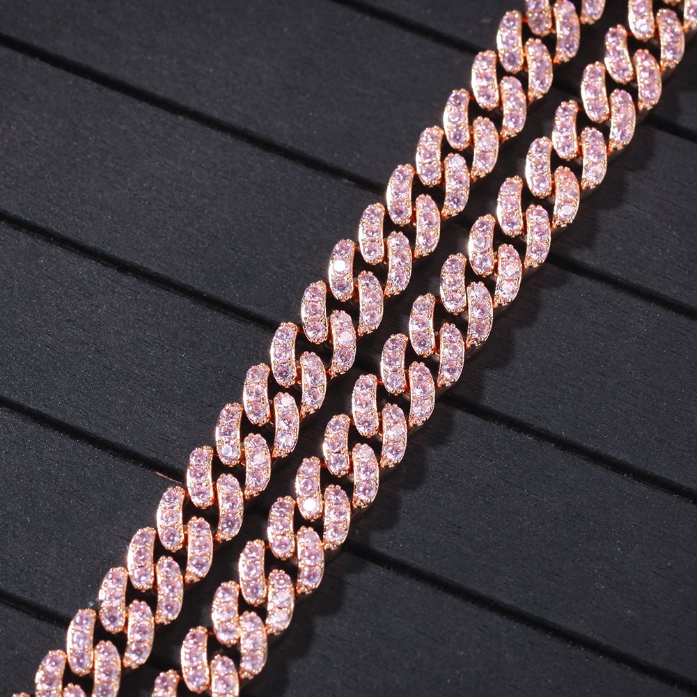 8mm Micro Inlaid Zircon Cuban Chain Necklace Set - IVOIRART.COM