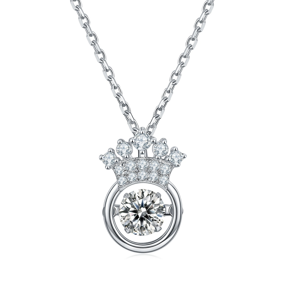 Collier Couronne en Moissanite 0,5 ct D VVS1 en Argent Sterling S925 45 cm, Plaqué Platine, Certifié GRA avec Boîte Cadeau