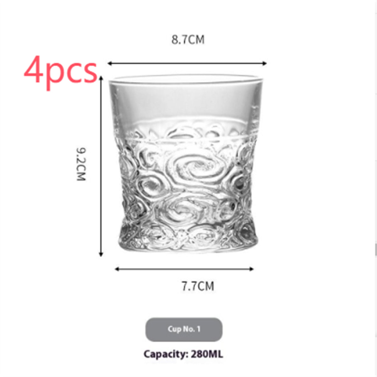 Verre à vin sculpté en whisky embossé spécial