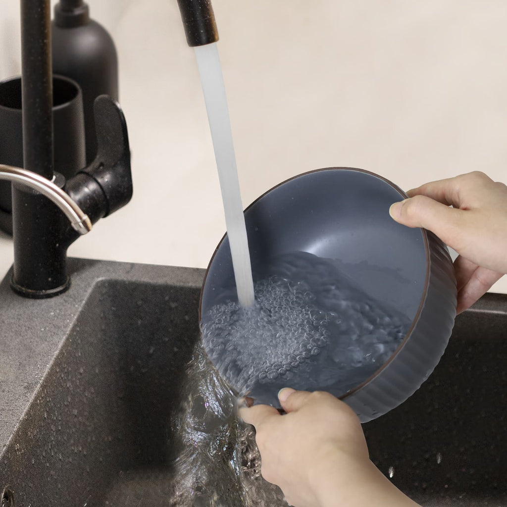 Bols en céramique pour cuisine, ensemble de 4 bols de 46 oz pour céréales, salades, pâtes, soupes, desserts, service, compatible avec lave-vaisselle, four à micro-ondes et four