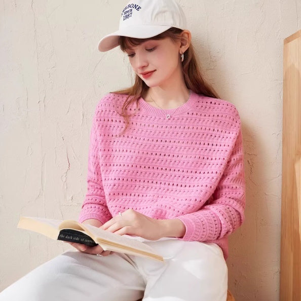 Nouveau Pull Femme Automne-Hiver en Laine Mérinos Ajourée Style Élégant