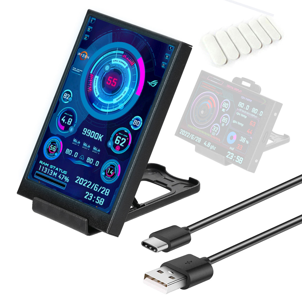 Écran secondaire informatique 8,9 cm IPS grand angle USB châssis avec affichage de date