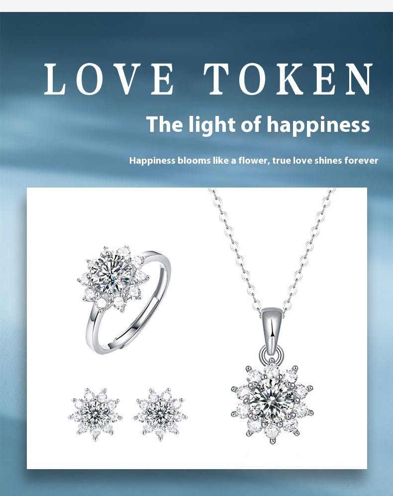 925 Silver Ring Holder Jewelry Ornament First Snow Series Goddess Necklace Suit - IVOIRART.COM