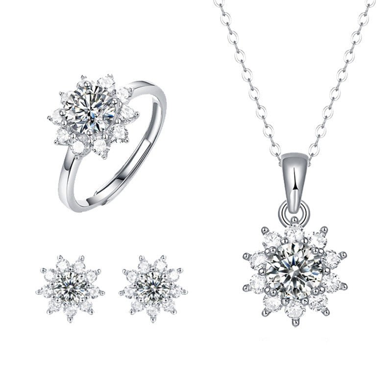 925 Silver Ring Holder Jewelry Ornament First Snow Series Goddess Necklace Suit - IVOIRART.COM