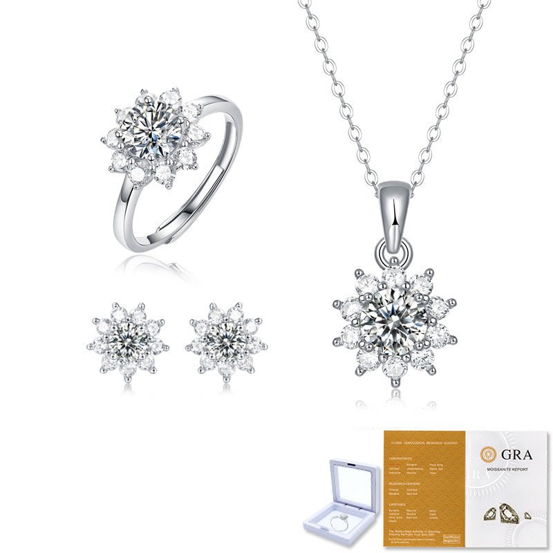925 Silver Ring Holder Jewelry Ornament First Snow Series Goddess Necklace Suit - IVOIRART.COM