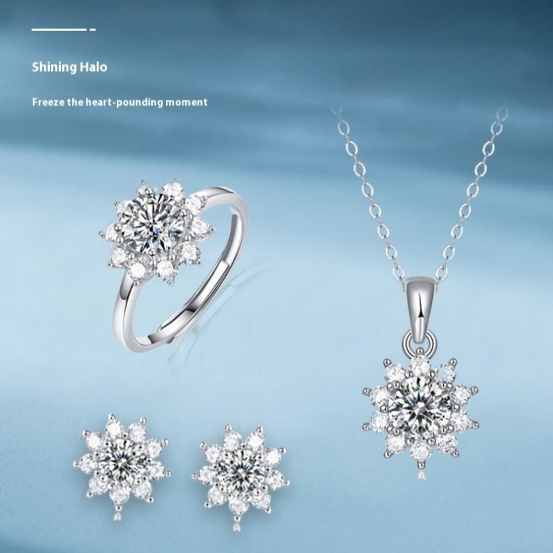 925 Silver Ring Holder Jewelry Ornament First Snow Series Goddess Necklace Suit - IVOIRART.COM