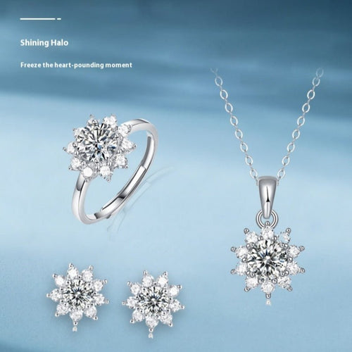 925 Silver Ring Holder Jewelry Ornament First Snow Series Goddess Necklace Suit - IVOIRART.COM