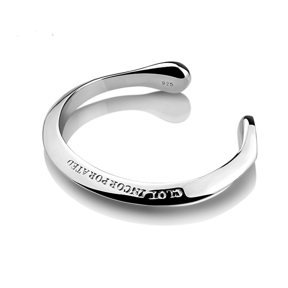 925 Sterling Silver Bracelet Male And Female Students Japanese And Korean Version Of Card SeriesBracelet Simple Edge Silver Bracelet Gift - IVOIRART.COM