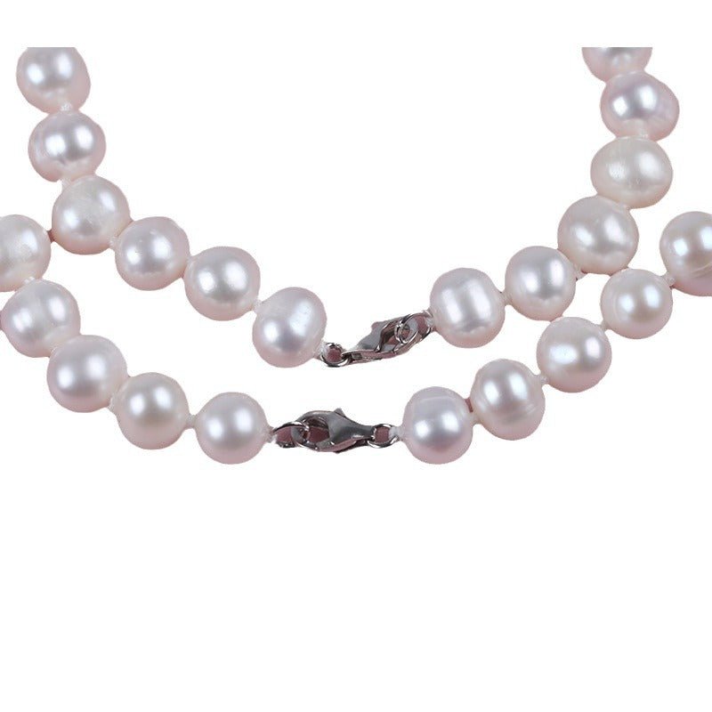 925 Sterling Silver Clasp Freshwater Pearl Necklace - IVOIRART.COM
