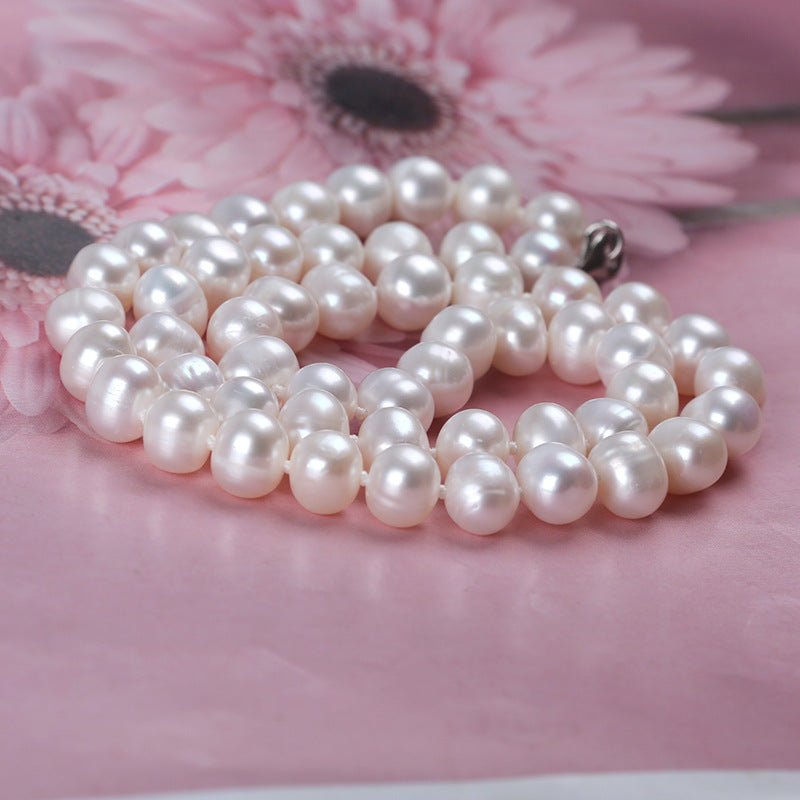 925 Sterling Silver Clasp Freshwater Pearl Necklace - IVOIRART.COM