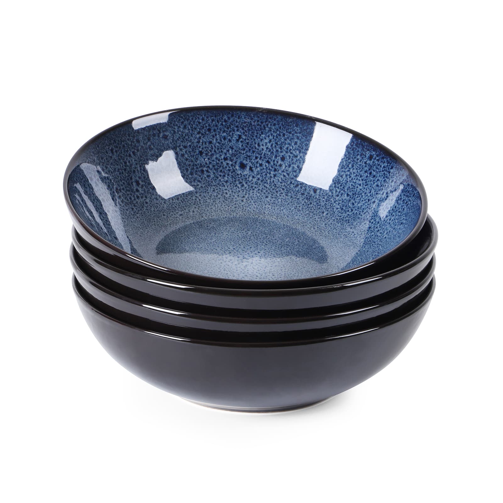 Bol artistique Western Kiln Change Peacock Blue 30 oz – Ensemble de 4 bols pour céréales, salade, pâtes, soupe et dessert, idéal pour service, lave-vaisselle, micro-ondes et four
