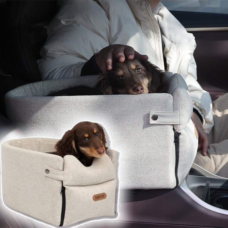 Siège de voiture central portable pour chien, lit et sac de transport sécurisé pour petits chiens et chats